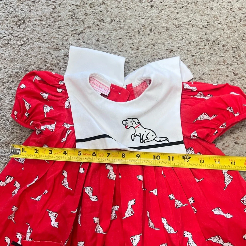 VNTG Girl's Dorissa II 80s Dogs All Over Print Red Dress Cape Size‎ 4T Holiday